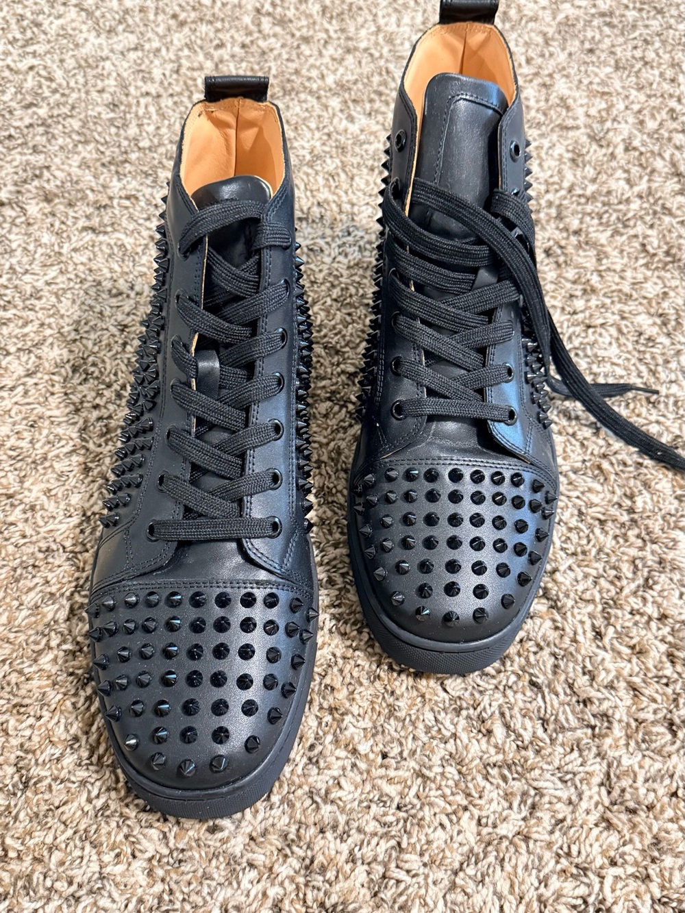 Men's Black Studded High-Top Sneakers